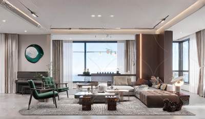 现代客厅3D模型下载